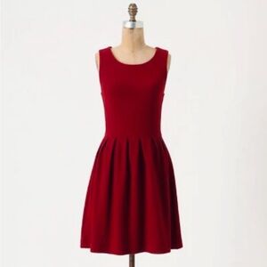 Anthropologie x Ganni Noon & Night Fit & Flare Dress - Wine Red, Party Sz - M